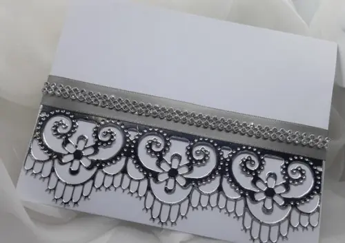 Convite Completo Branco e Prata com Strass