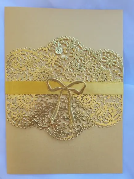 Convite Dourado com Renda Completo c/ Arte e Impressão