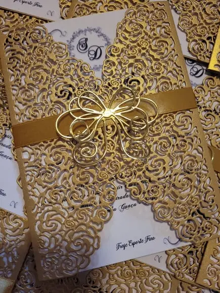 Convite Dourado Perola, Incluindo Impressão E Arte