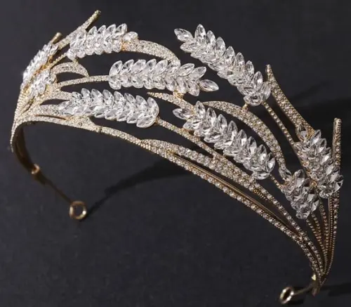 Coroa Tiara de Pedraria Folhas de Trigo