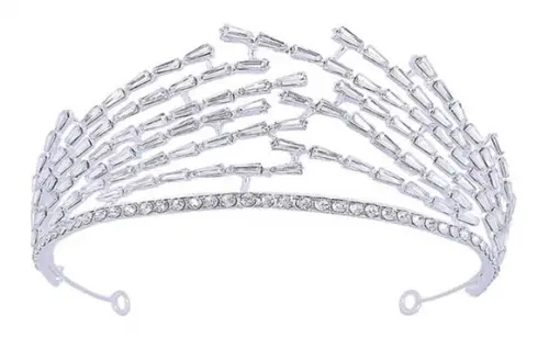 Coroa Tiara luxo de strass prata ou dourada