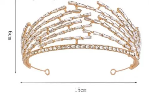Coroa Tiara luxo de strass prata ou dourada