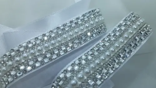 Kit Cinto e Acessório para Cabelo Strass com Pérolas Prata
