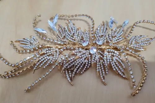 Presilha com Aplique Flores de Strass para Cabelo