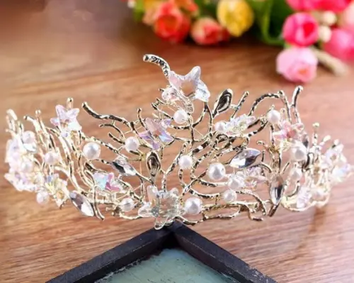 Tiara luxo cristal para casamento na praia