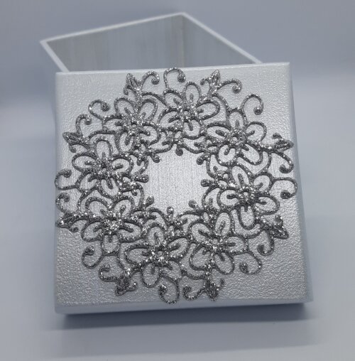 Aplique Mandala de EVA com glitter 8cm - 15 unidades prata