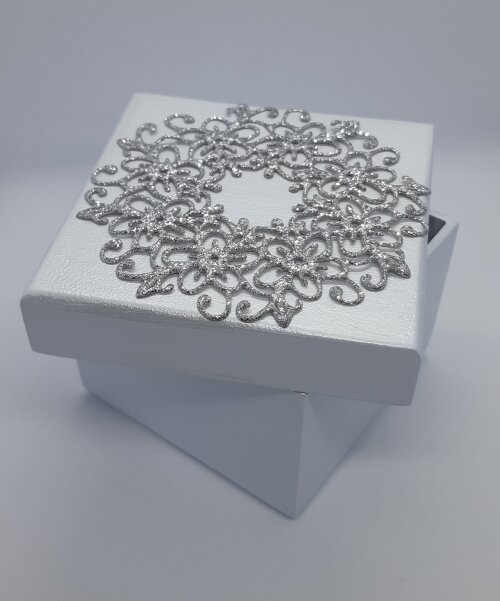 Aplique Mandala 8cm EVA com glitter 8cm - 15 unidades prata