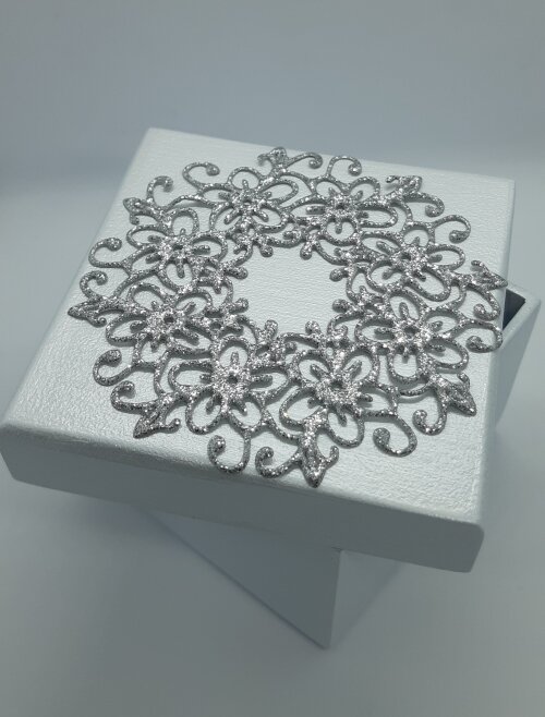 Aplique Mandala 8cm EVA com glitter 8cm - 15 unidades prata