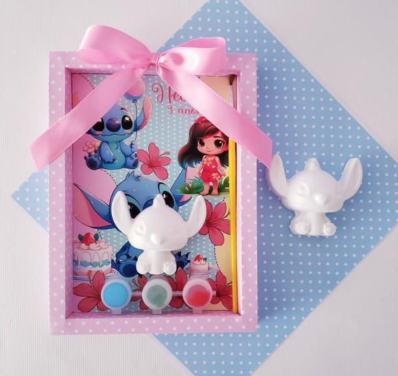 Lembrancinha Aniversário Kit Pintura Gesso Stitch