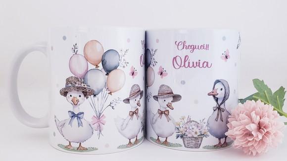 Caneca Personalizada Lembrancinha Maternidade Patinho Menina