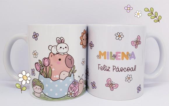 Caneca Personalizada Pascoa Capivara Aniversario