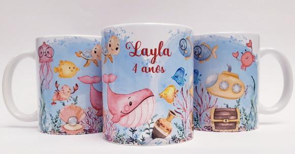 Caneca Personalizada Fundo do Mar Menina