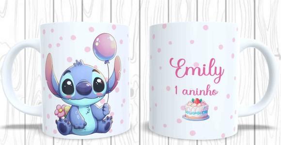 Caneca Personalizada Stitch Aniversário