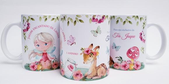 Lembrancinha Caneca Personalizada Bosque Encantado
