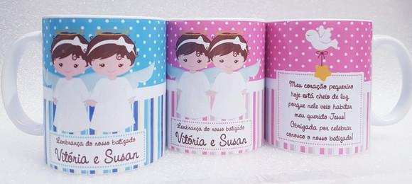 Caneca Personalizada Batizado Gêmeas