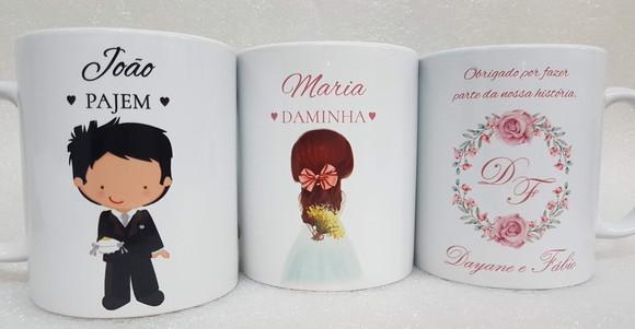 Caneca Porcelana Daminha e Pajem