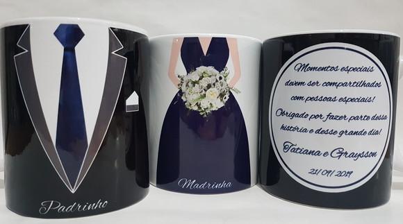 Caneca personalizada casamento padrinhos
