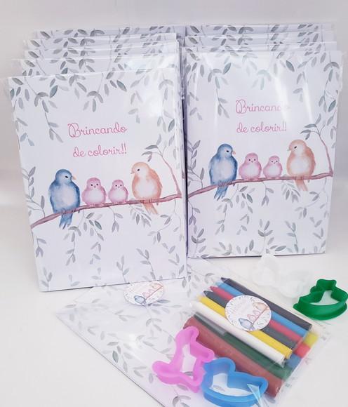 Lembrancinha Aniversário Kit Colorir e Kit Massinha Jardim