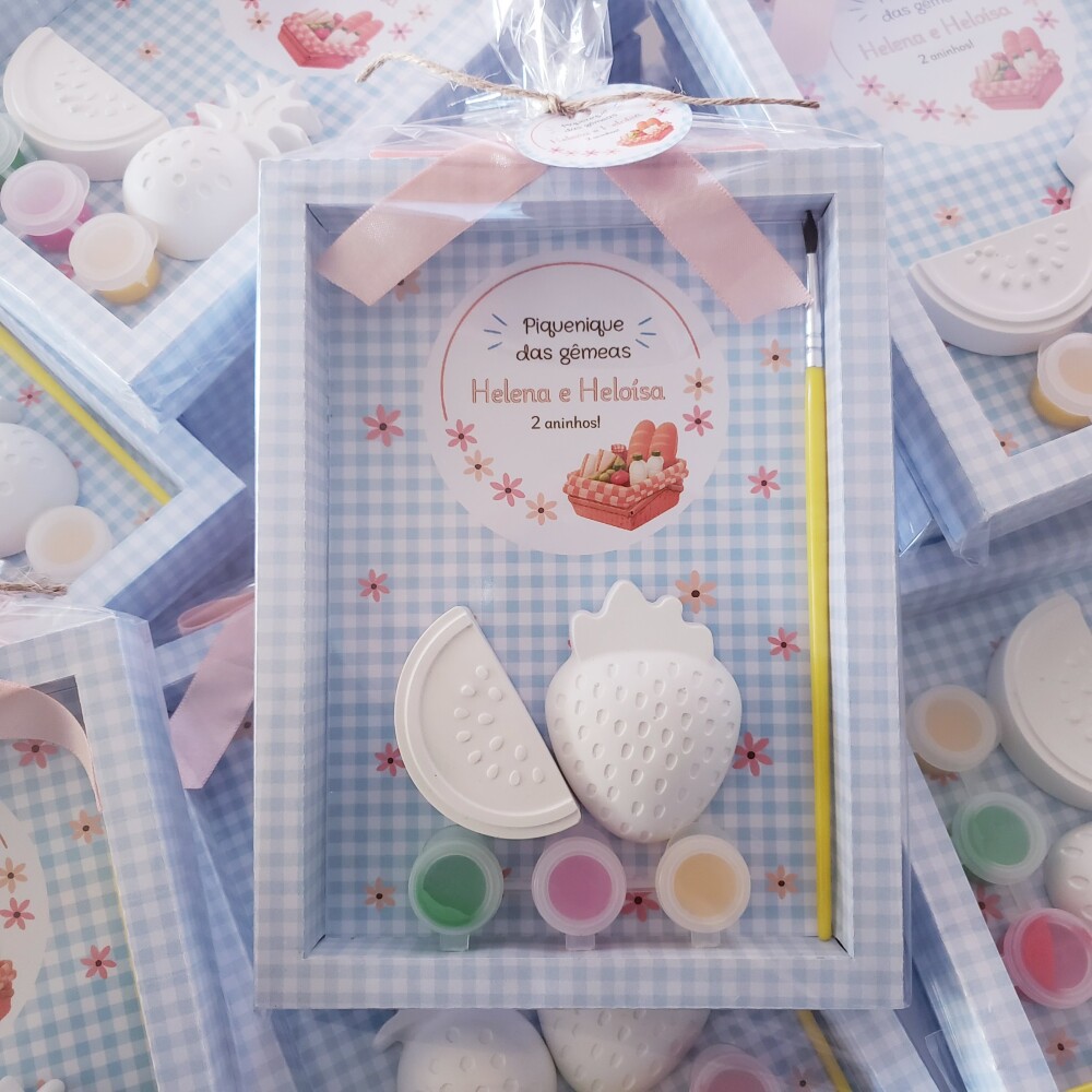 Lembrancinha aniversário Kit Pintura gesso picnic