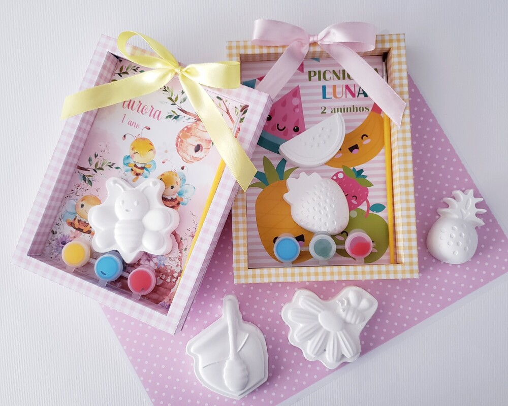 Lembrancinha aniversário Kit Pintura gesso abelhinha