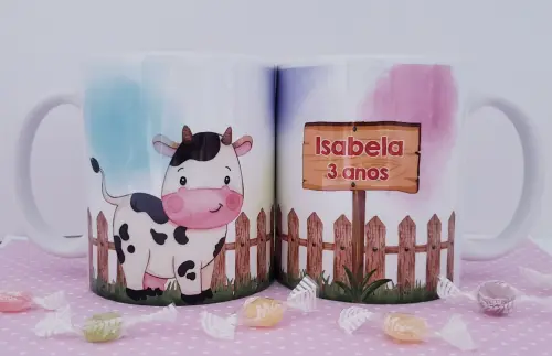 Lembrancinha caneca personalizada aniversário fazendinha