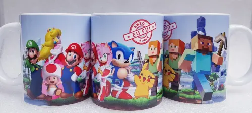 Lembrancinha caneca personalizada aniversário mario