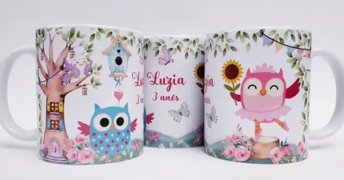 Lembrancinha Caneca Personalizada Jarsim Corujinha
