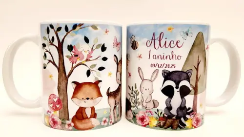 Lembrancinha Caneca Personalizada Bosque Encantado