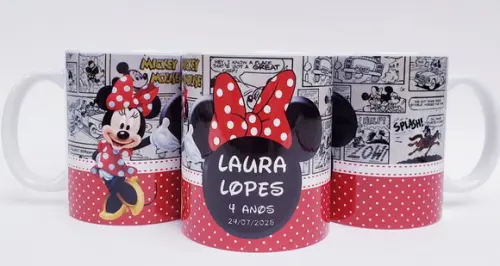 Caneca Personalizada Aniversário Minnie Vermelha