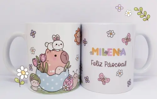 Caneca Personalizada Pascoa Capivara Aniversario