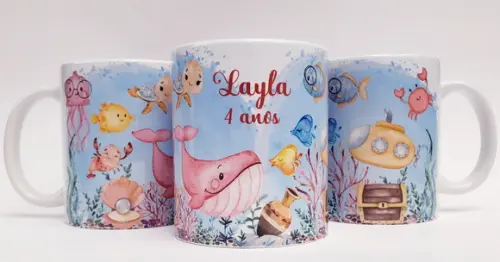 Caneca Personalizada Fundo do Mar Menina