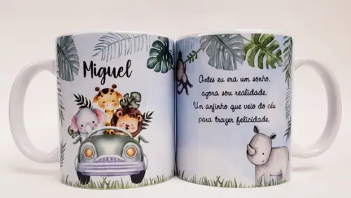 Lembrancinha Caneca Personalizada Maternidade Safari