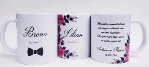 Lembrancinha Caneca Personalizada Casamento Padrinhos