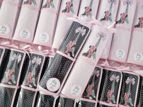 Lembrancinha Mini Lousa de Tecido Minnie Paris