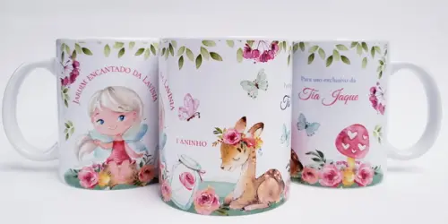 Lembrancinha Caneca Personalizada Bosque Encantado