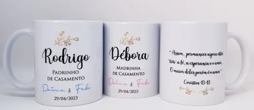 Lembrancinha Caneca Personalizada Casamento Padrinhos