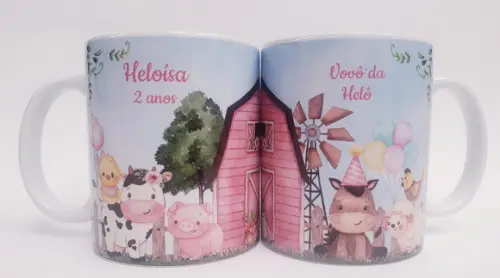 Lembrancinha Caneca Personalizada Fazendinha Rosa