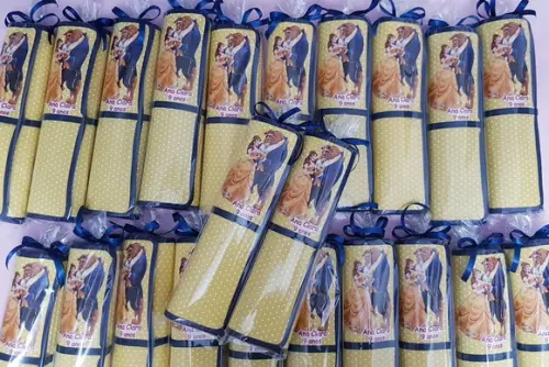 Lembrancinha Mini Lousa de Tecido Bela e a Fera