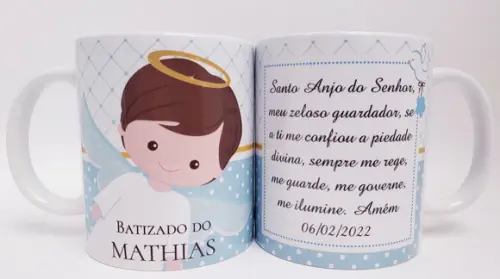 Caneca Personalizada Batizado Anjinho
