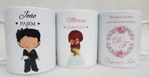 Caneca Porcelana Daminha e Pajem