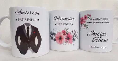 Caneca Personalizada Casamento Padrinhos