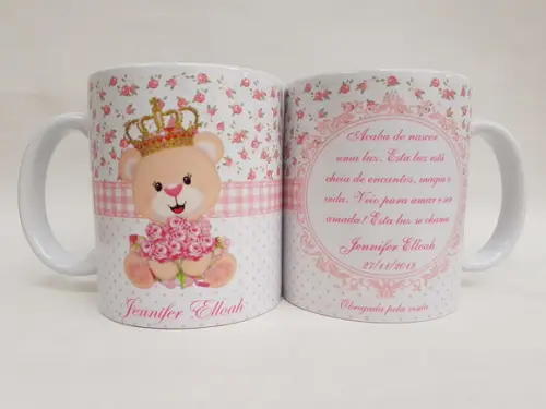 Lembrancinha Caneca Personalizada Maternidade Ursinha