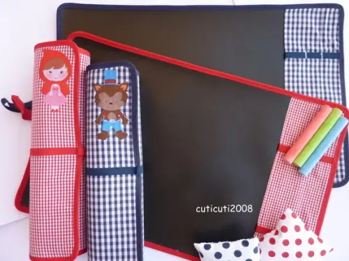 Mini Lousa de Tecido Chapéuzinho Vermelho e Lobo Mau