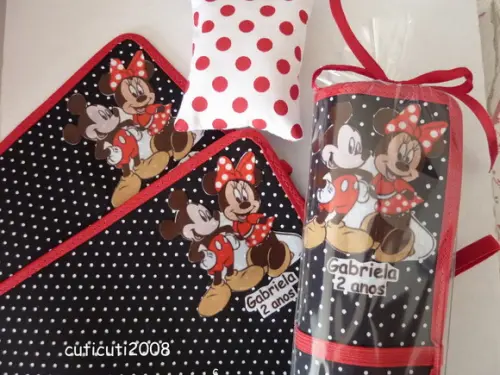 Mini Lousa de Tecido Mickey e Minnie