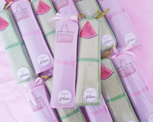 Lembrancinha Mini Lousa de Tecido Picnic