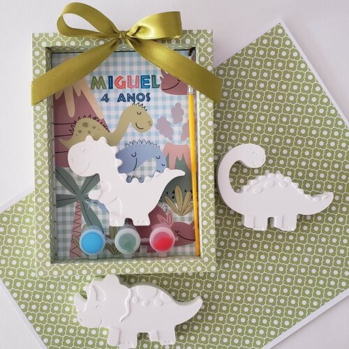 Lembrancinha aniversário Kit Pintura gesso  dinossauro
