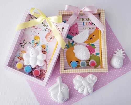 Lembrancinha aniversário Kit Pintura gesso abelhinha