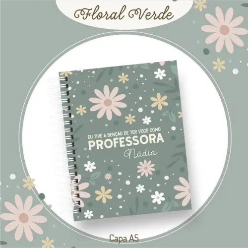 Caderno Personalizado Professores Floral