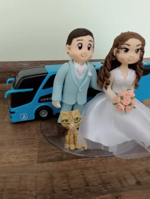 Noivinhos com ônibus