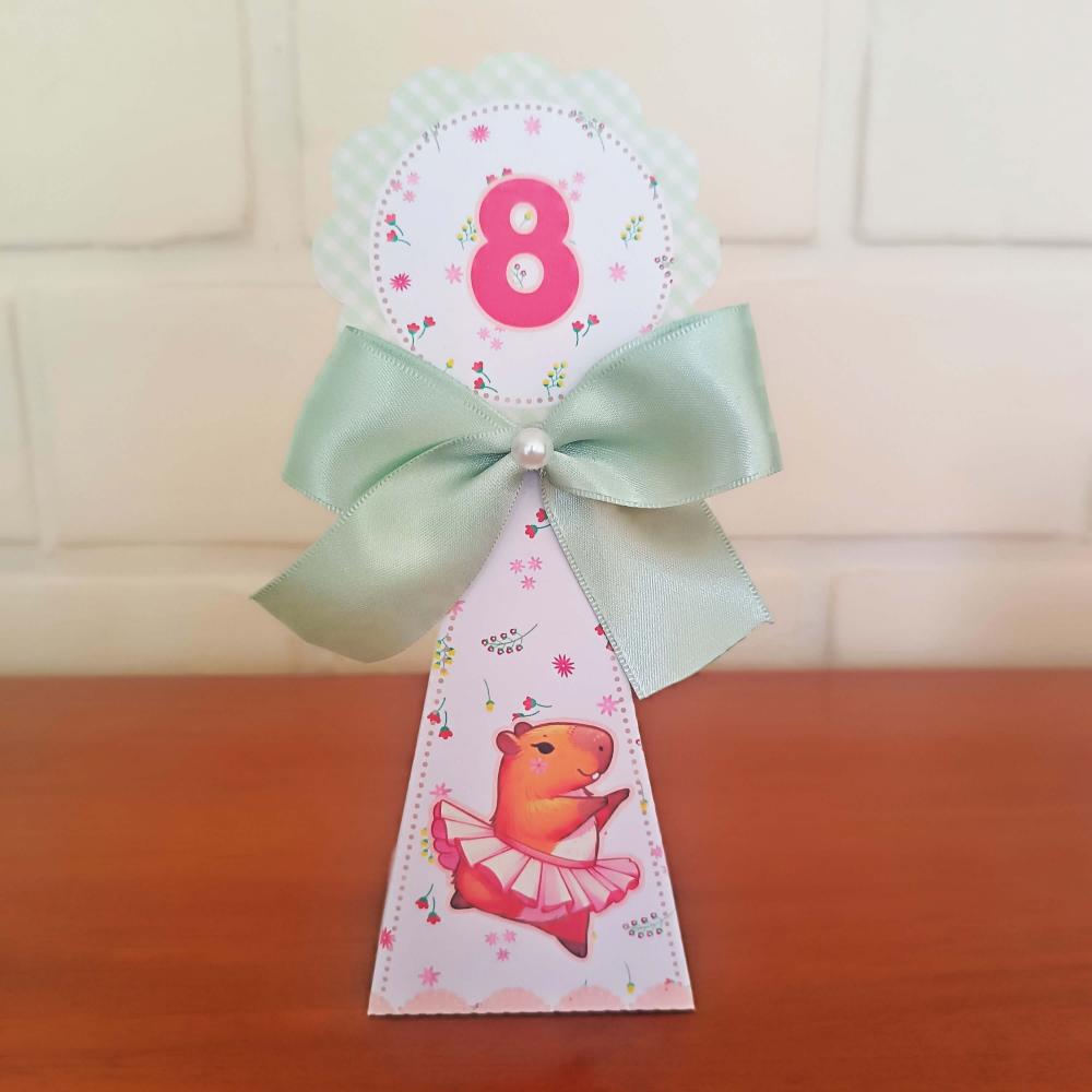 20 Caixinhas Personalizadas Capivara Bailarina | Kit Festa | PEGU